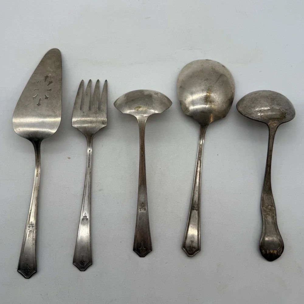 Vintage RC Co Bouquet Silver‎ Plate Serving Set 5pc Pie Server Ladle Meat Fork